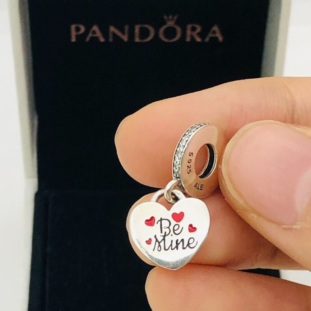 ✨🔥PANDORA Be Mine Dangle Charm Love Heart Pendant, S925 Sterling Silver Jewelry
